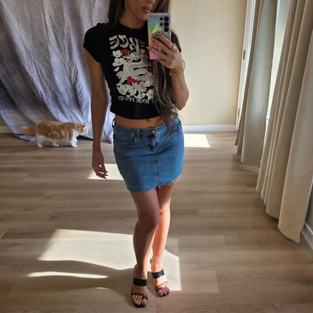 Y2k zara denim mini skirt